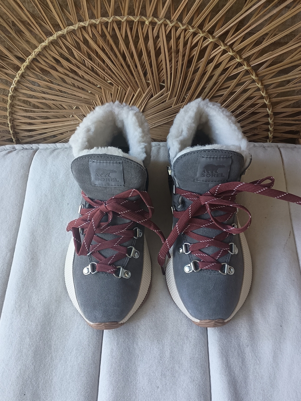 Sorel Women's Gray Suede Lace-Up Winter Sneakers with Shearling_6